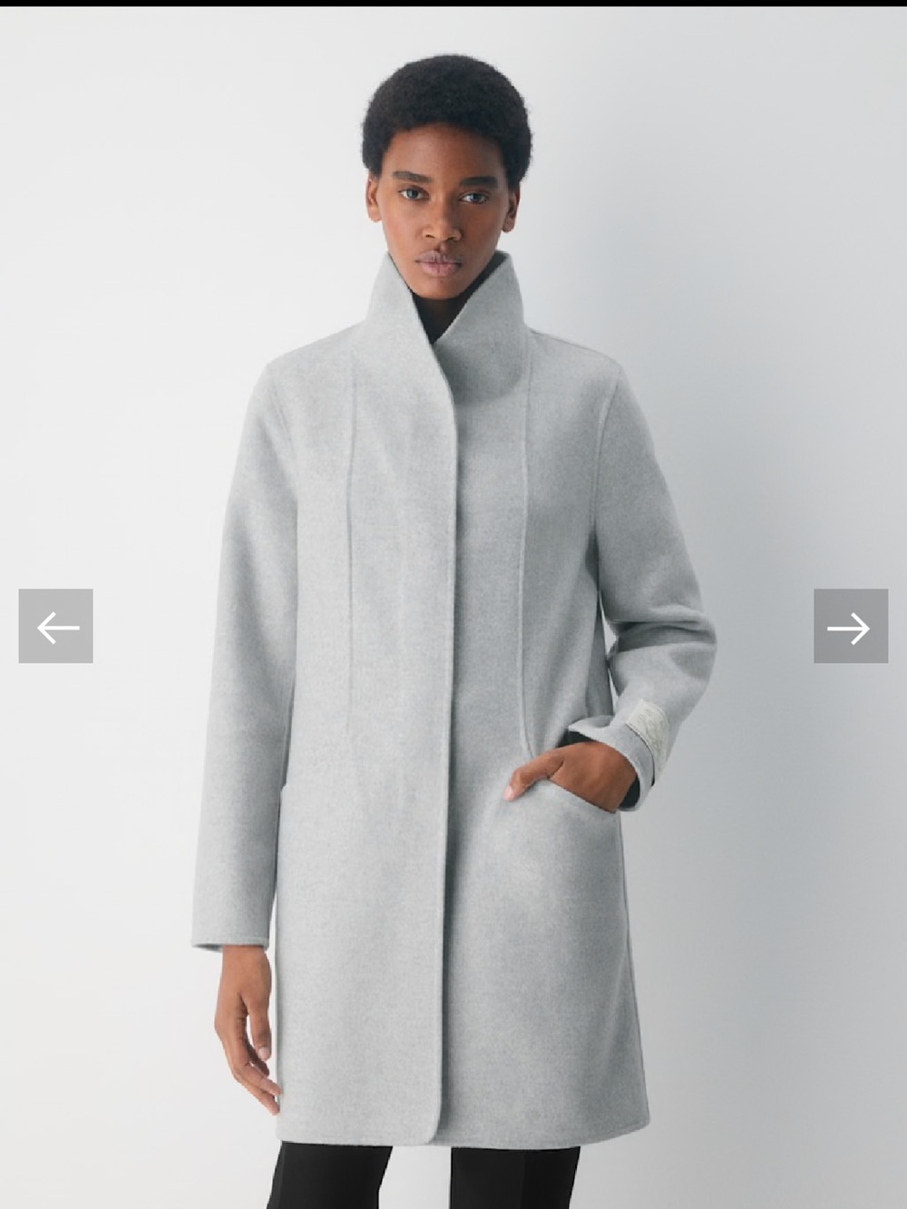 Wilfred Aritzia Cocoon Coat Cashmere Wool Grey Shawl Collar Cupro Lined Small